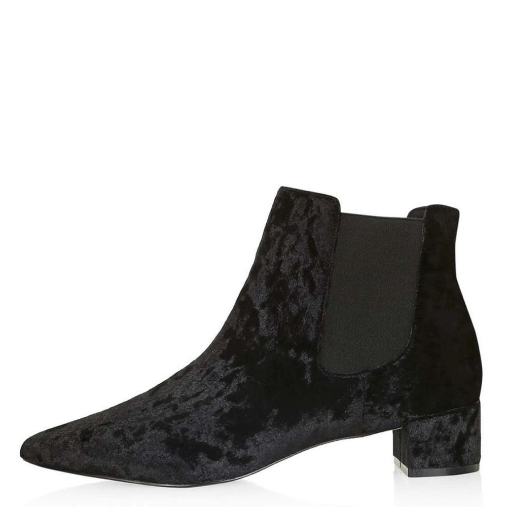 Topshop Black Velvet Chelsea Boot - 6